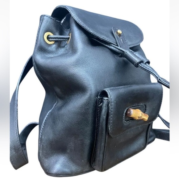 Gucci Black Leather Backpack with Gold Accents - Picture 2 of 13